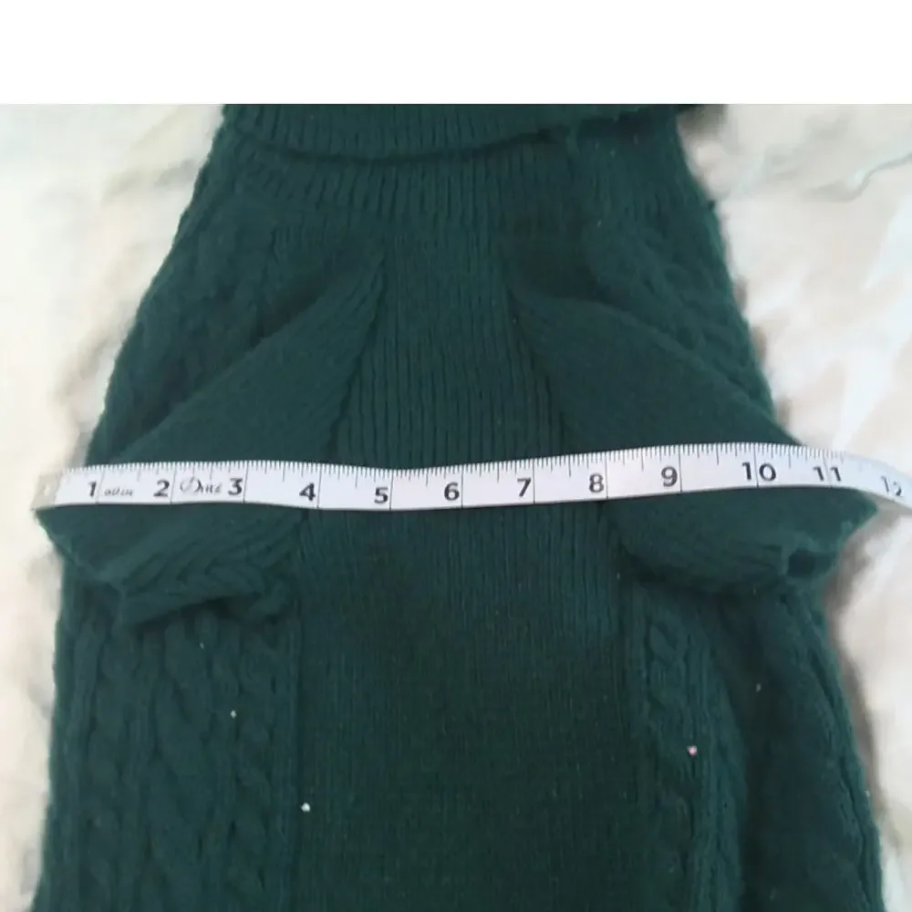 NWT Lorehelina Green Cable Knit Turtleneck Dog Sweater XXL 24